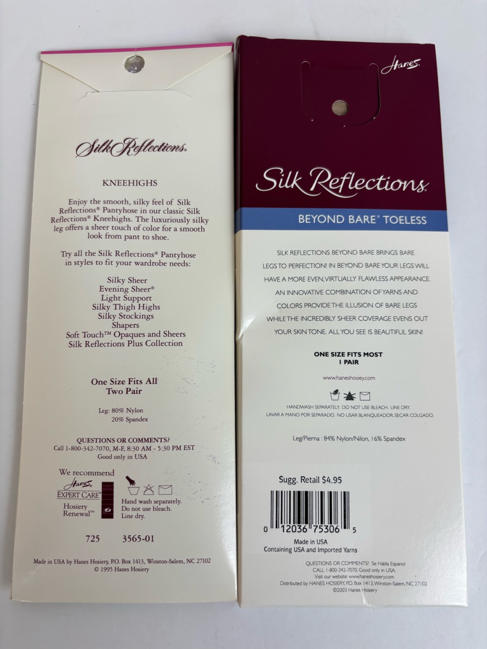Hanes Silk Reflections Knee Highs Toeless Beyond Buff Sandalfoot Navy Bundle NOS - Picture 2 of 9